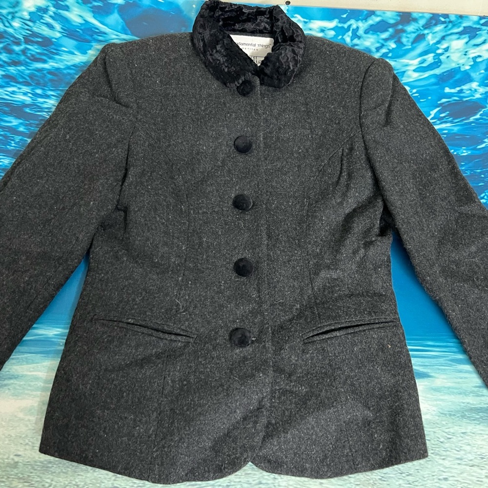 ❄️Women’s Charcoal Gray Wool-Blend Jacket with Button Front - Picture 2 of 15